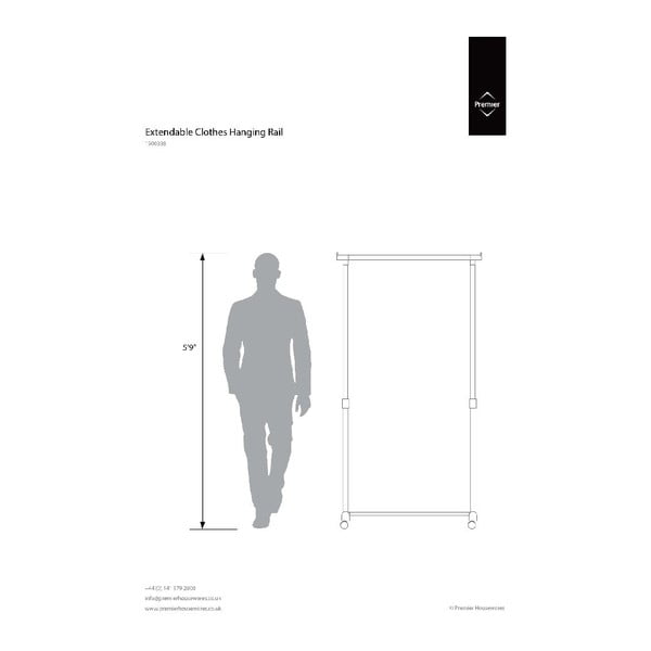 Sudraba krāsas metāla pagarināms/pārvietojams drēbju pakaramais statīvs – Premier Housewares-image-3