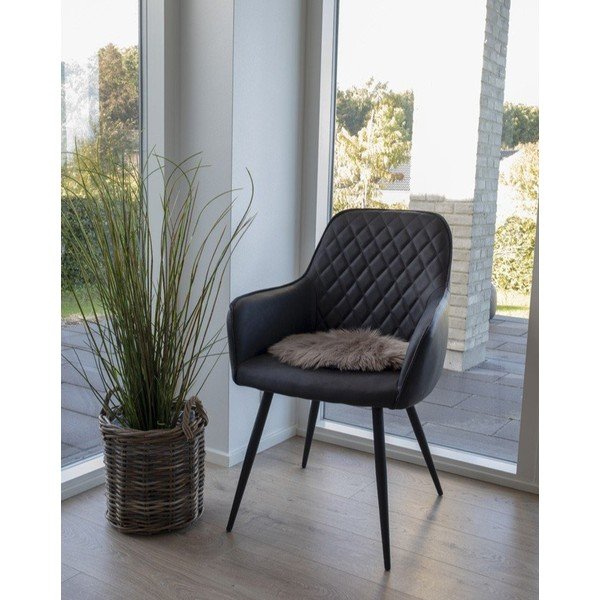 Tumši zili polsterēti ēdamistabas krēsli ar roku balstiem (2 gab.) Harbo – House Nordic-image-1