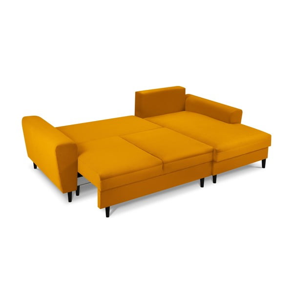 Sinepju dzeltens velveta salokāms stūra dīvāns ar uzglabāšanas vietu (ar labo stūri/ar zvilni) Kyoto – Cosmopolitan Design-image-2
