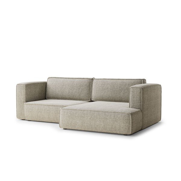 Bēšs salokāms stūra dīvāns no šenila auduma ar uzglabāšanas vietu (ar labo stūri/ar zvilni) Velto – Maison de Rêve