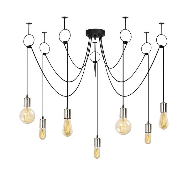 Melns griestu lampa ar 7 spuldzēm Opviq lights Sirin-image-2