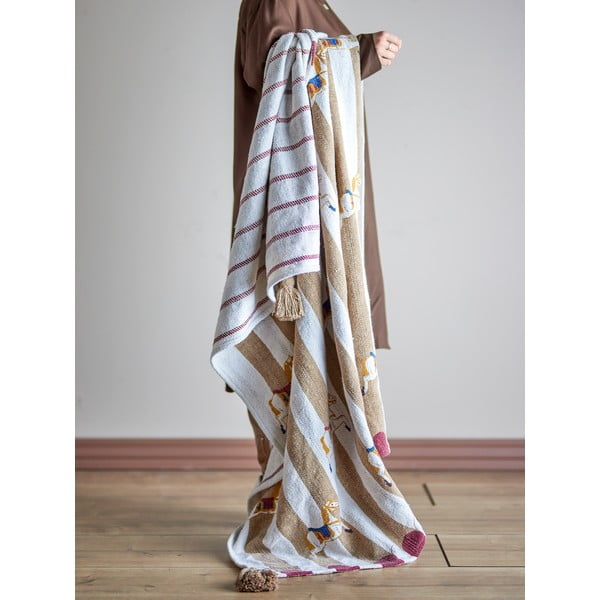 Balts/brūns pleds 130x160 cm Merry-go-round – Bloomingville-image-1