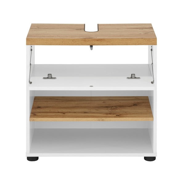 Balts skapītis zem izlietnes ar ozolkoka imitāciju 60x57 cm Thessa – Støraa-image-2