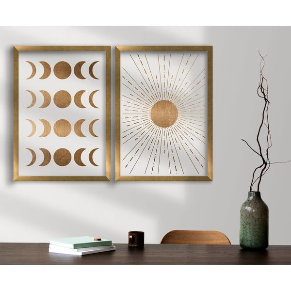Gleznas (2 gab.) 38x53 cm Moon & Sun – Wallity-image-1