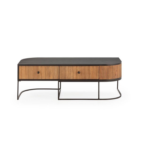 Dabīga toņa mango masīvkoka žurnālgaldiņš 60x120 cm Curve – MOME-image-2