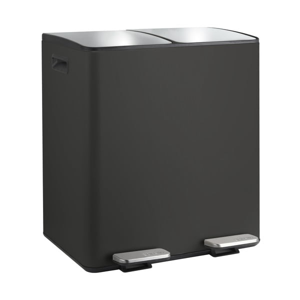 Matēti melna atkritumu šķirošanas tērauda atkritumu tvertne ar pedāli 2x20 l   Aliya – Spirella