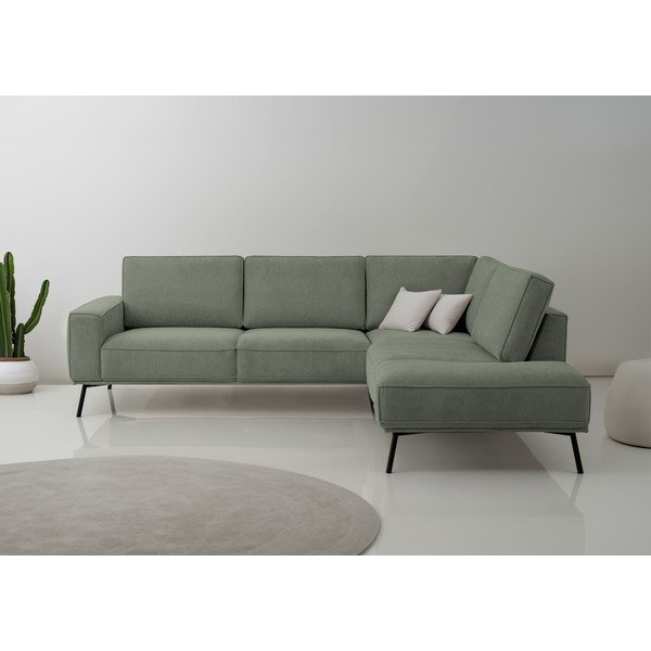 Zaļš stūra dīvāns no šenila auduma (ar labo stūri/L veida) Amsterdam – Scandic-image-1