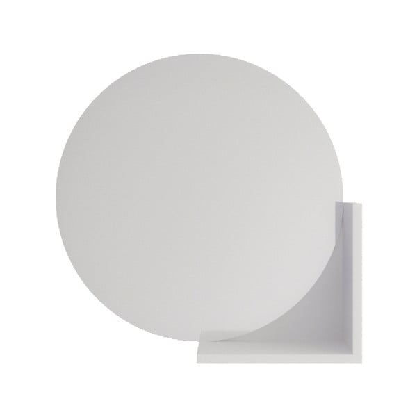 Sienas spogulis ar baltu plauktu Skandica Lucija, ø 60 cm