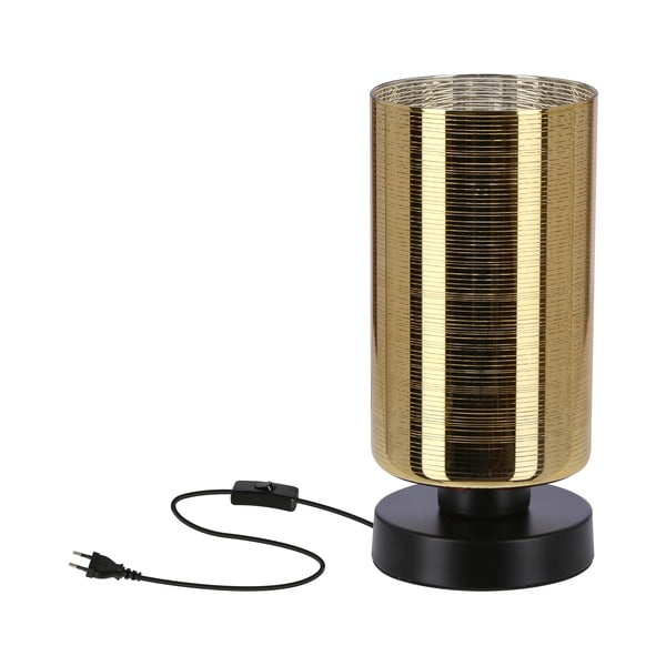 Melna/zelta krāsas galda lampa ar stikla abažūru (augstums 25 cm) Cox – Candellux Lighting