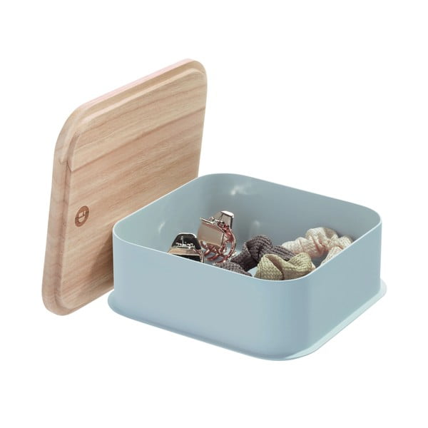 Pelēka uzglabāšanas kaste ar vāku no paulovnijas koka iDesign Eco, 21,3 x 21,3 cm-image-2