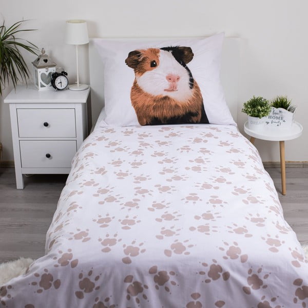 Balta vienguļamā kokvilnas bērnu gultas veļa 140x200 cm Guinea Pig – Jerry Fabrics-image-2