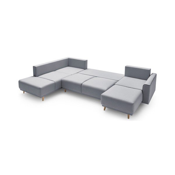 Pelēka U-veida dīvāns-guļamā gulta Bobochic Paris Panoramique XXL Mola, labais stūris-image-4