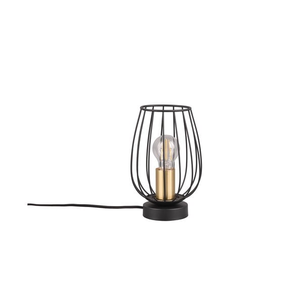 Melna/zelta krāsas galda lampa (augstums 24,5 cm) Grid – Trio