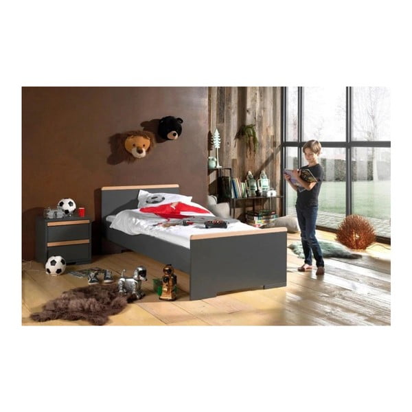 Tumši pelēks bērnu naktsskapītis London – Vipack-image-2