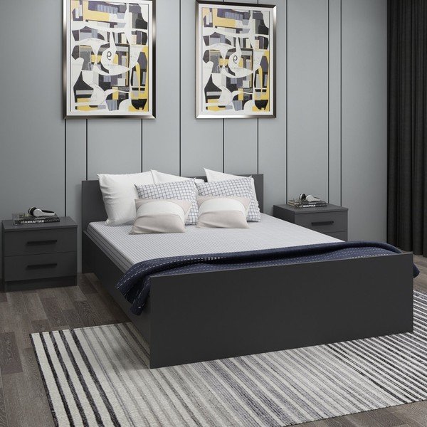 Antracīta pelēka divvietīga gulta 160x200 cm Kale – Kalune Design-image-4