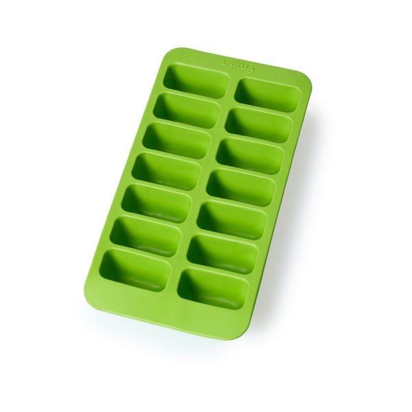 Zaļa silikona ledus veidne Lékué taisnstūra formas, 14 kubi