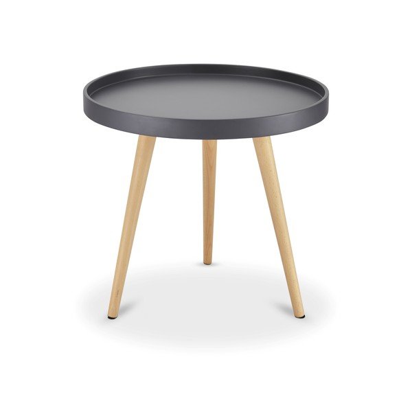 Pelēks kafijas galdiņš ar dižskābarža koka kājām Furnhouse Opus, Ø 50 cm-image-1