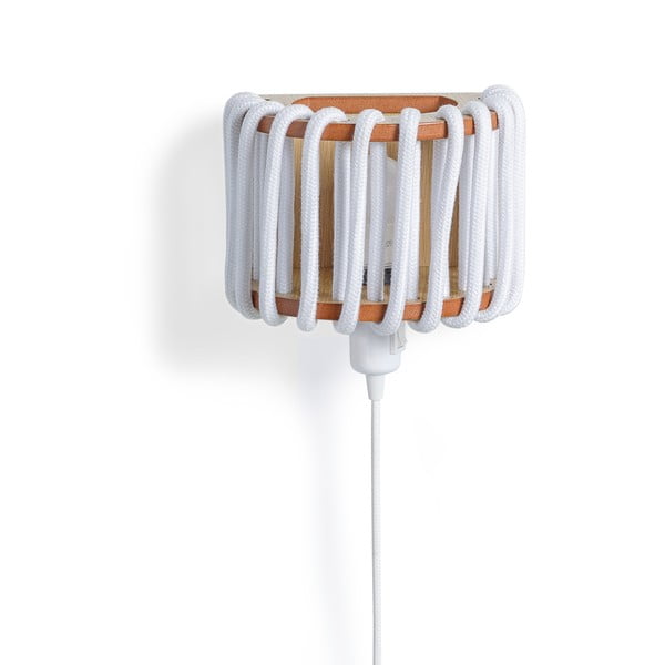 Balta sienas lampa ar koka konstrukciju EMKO Macaron, garums 20 cm-image-1