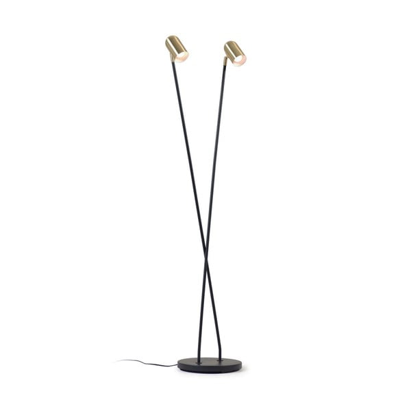 Melna/zelta krāsas stāvlampa ar metāla abažūru (augstums 152 cm) Clemence – Kave Home