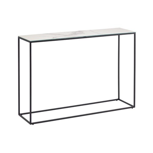 Melnbalts konsoles galds ar keramikas virsmu 30x110 cm Rewena – Kave Home