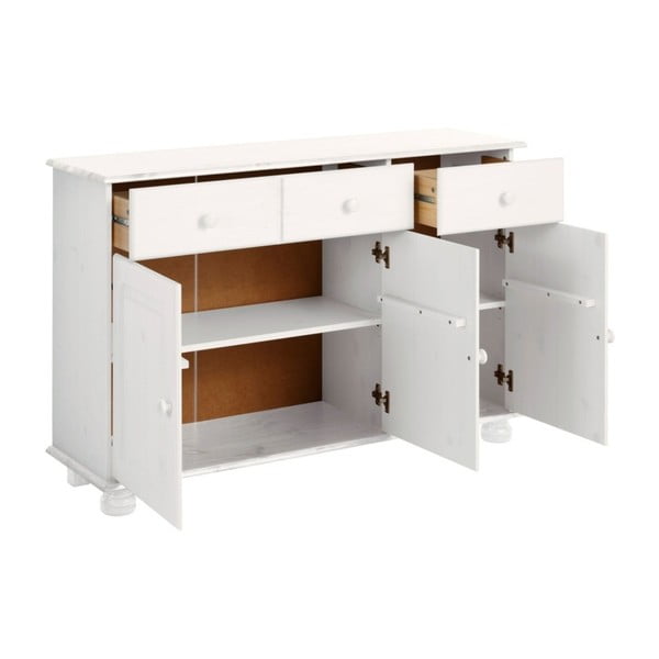 Balta priedes masīvkoka zema kumode 116x76 cm Ella – Støraa-image-2