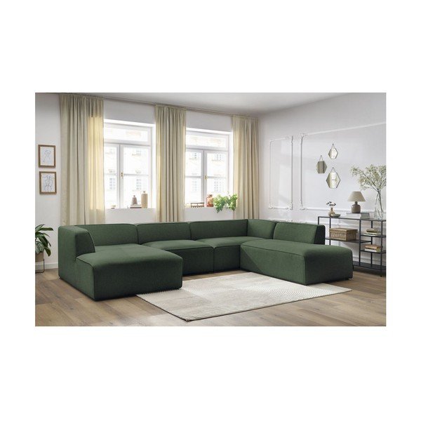 Zaļš modulārais stūra dīvāns (ar labo stūri/U veida) Megeve – Bobochic Paris-image-1