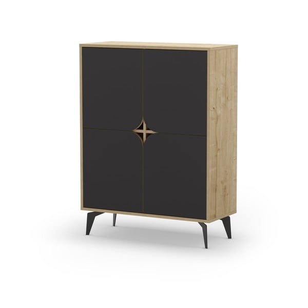 Melns/dabīga toņa skapītis ar ozolkoka imitāciju 90x120 cm Nola – Marckeric-image-3