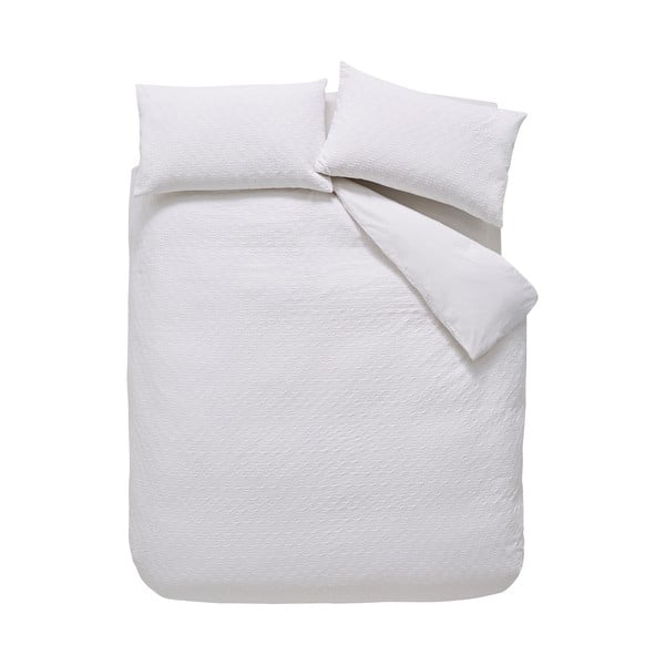 Balta vienvietīga kokvilnas gultas veļa 135x200 cm Waffle – Bianca-image-2