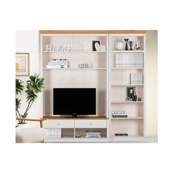 Balts priedes masīvkoka TV plauktu komplekts 214x223 cm Anita – Støraa-image-2