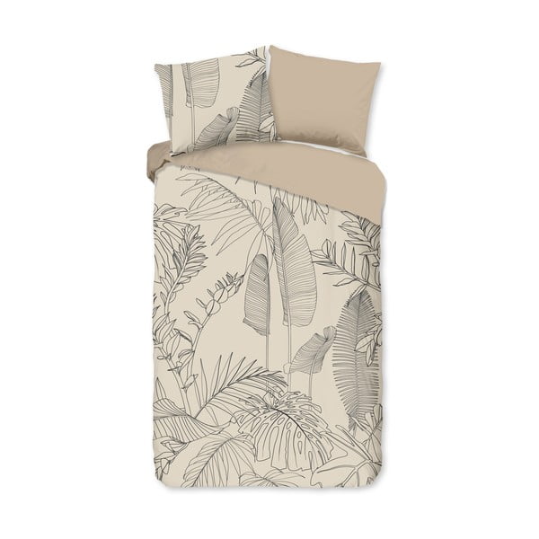 Bēša vienguļamā kokvilnas gultas veļa 140x220 cm Sym – Good Morning