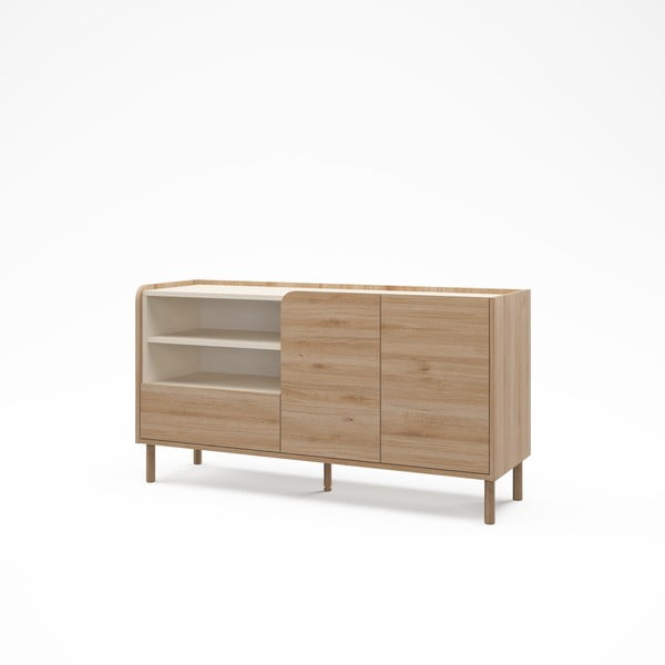 Dabīga toņa kumode ar ozolkoka imitāciju 141x75,5x44 cm Monza – Marckeric-image-4