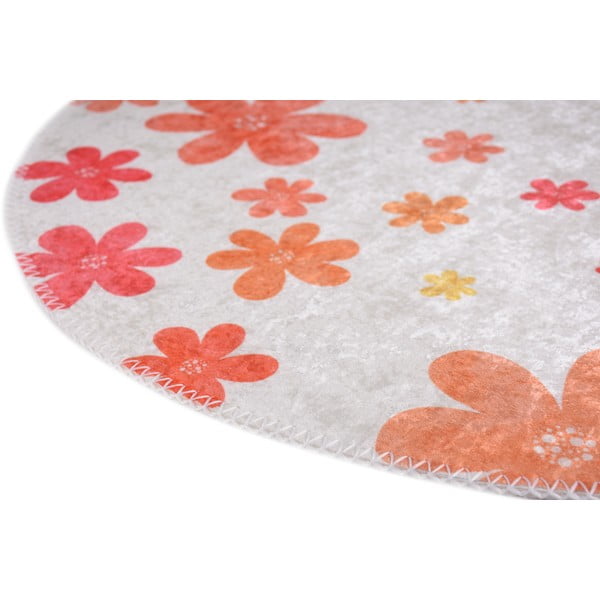 Oranžs/ziloņkaula krāsas mazgājams bērnu paklājs ø100 cm Fall Flowers – Vitaus-image-2