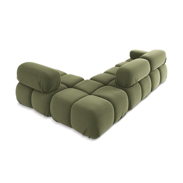 Gaiši zaļš samta modulārais stūra dīvāns (ar labo stūri) Lokua – Makamii-image-4