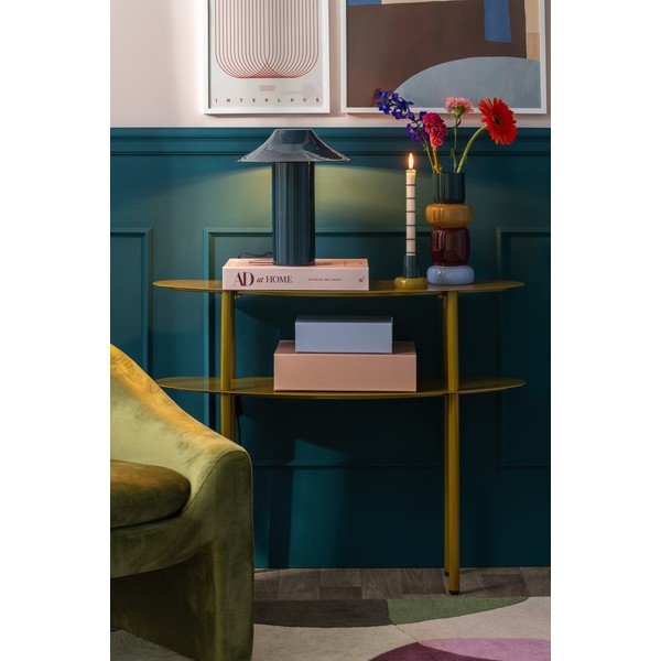 Gaiši brūns metāla konsoles galds 28x90 cm Paris – Leitmotiv-image-1