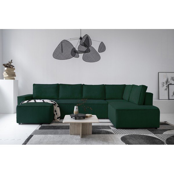 Tumši zaļš velveta salokāms stūra dīvāns (ar labo stūri/U veida) Brave Dave – Miuform-image-4