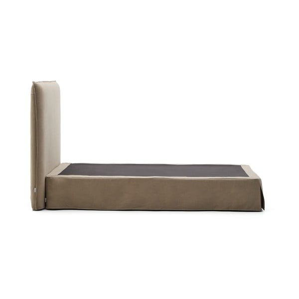 Pelēkbrūna polsterēta vienvietīga gulta 90x200 cm Jaira – Kave Home-image-3