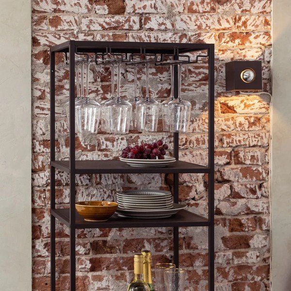 Tumši brūns vīna skapis pudeļu skaits 25, 45x185x40 cm Reese – WOOOD-image-1