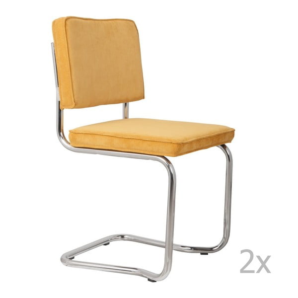 2 dzeltenu krēslu komplekts Zuiver Ridge Kink Rib