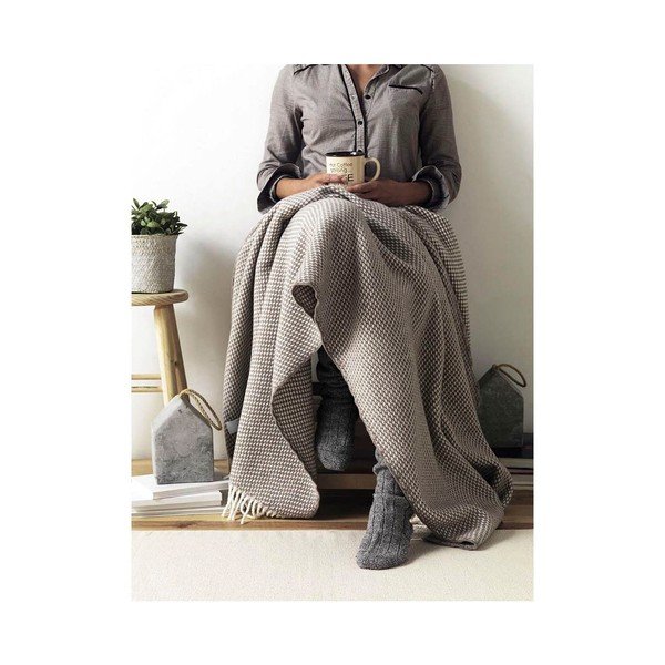 Olīvzaļš pleds ar kokvilnu Euromant Ruby, 140 x 160 cm-image-2