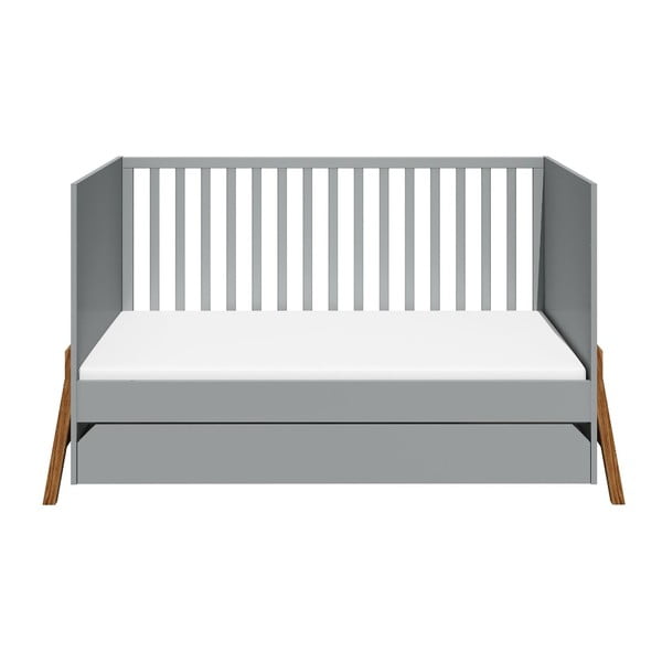 Pelēka bērnu gultiņa ar atvilktni BELLAMY Lotta, 70 x 140 cm-image-1