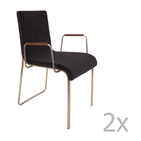 2 melnu krēslu komplekts ar atzveltnēm Dutchbone Fiore