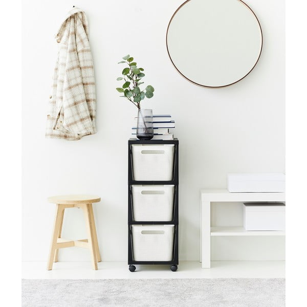 Balts/melns plastmasas pārvietojams plaukts 30x77 cm Brisen – Rotho-image-3