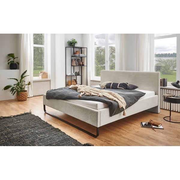 Bēša polsterēta divvietīga gulta bez režģa 180x200 cm Swing – Meise Möbel-image-1