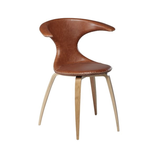 Brūnas ādas ēdamistabas krēsls ar dabīgu kāju balstu DAN-FORM Denmark Flair