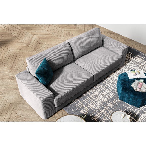 Gaiši pelēks velveta izvelkamais dīvāns Milo Casa Donatella-image-1