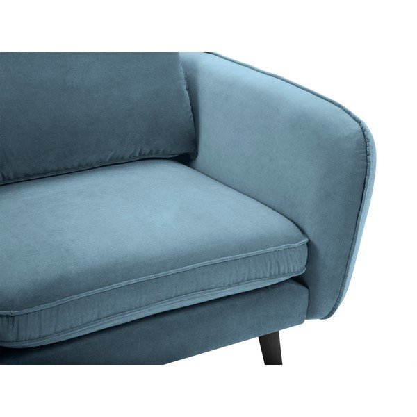 Gaiši zils samta atpūtas krēsls ar melnām kājām Kooko Home Lento-image-4