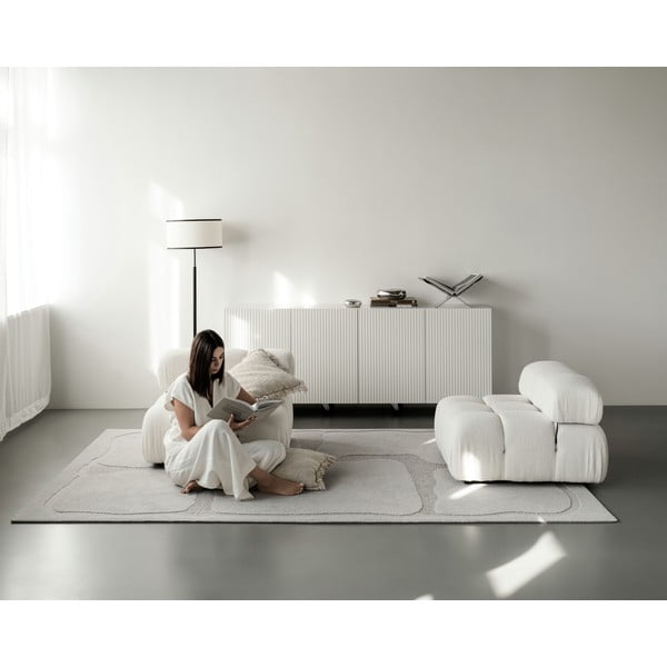 Gaiši pelēks vilnas paklājs 133x190 cm Morphic Organica – Agnella-image-3