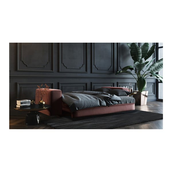 Tumši rozā samta izvelkamais dīvāns Devichy Rothe, 256 cm-image-3