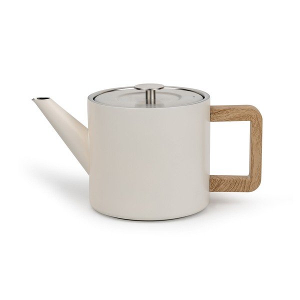 Ziloņkaula krāsas nerūsējošā tērauda tējkanna ar sietiņu 1,1 l Duet Narvik – Bredemeijer