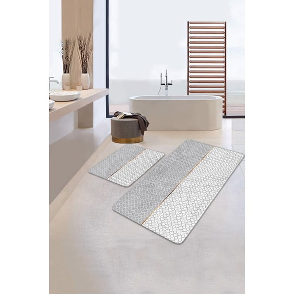 Pelēki vannas istabas paklājiņi (2 gab.) 60x100 cm – Mila Home-image-1